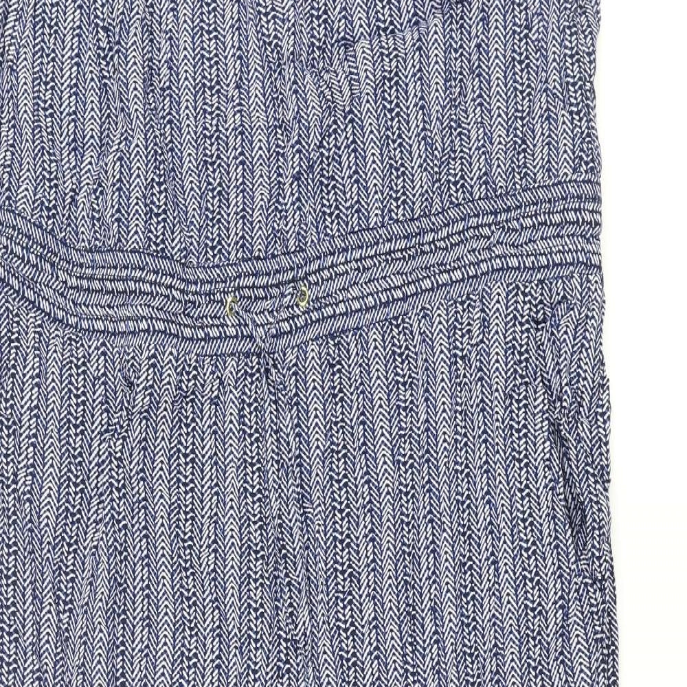 Gap Womens Blue Geometric Viscose Jumpsuit One-Piece Size XL L26 in Pullover - Drawstring Waist