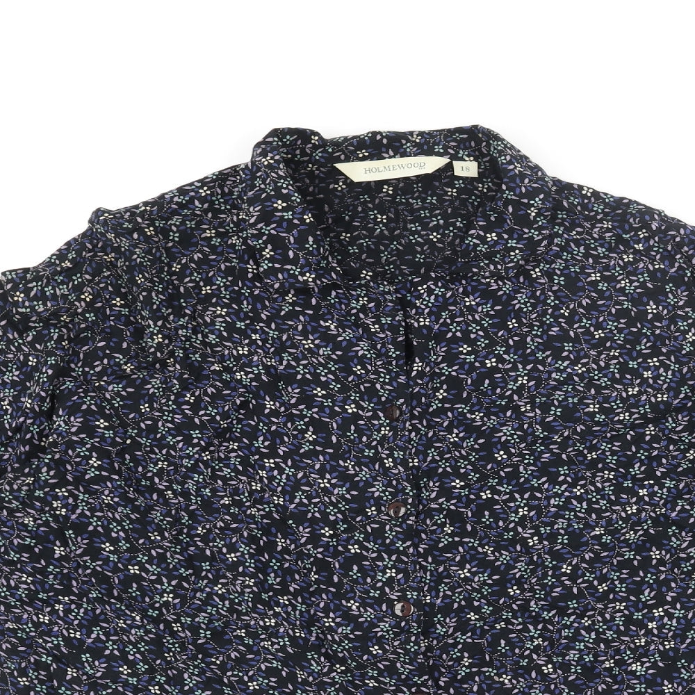 Holmewood Womens Multicoloured Floral Viscose Basic Button-Up Size 18 Collared