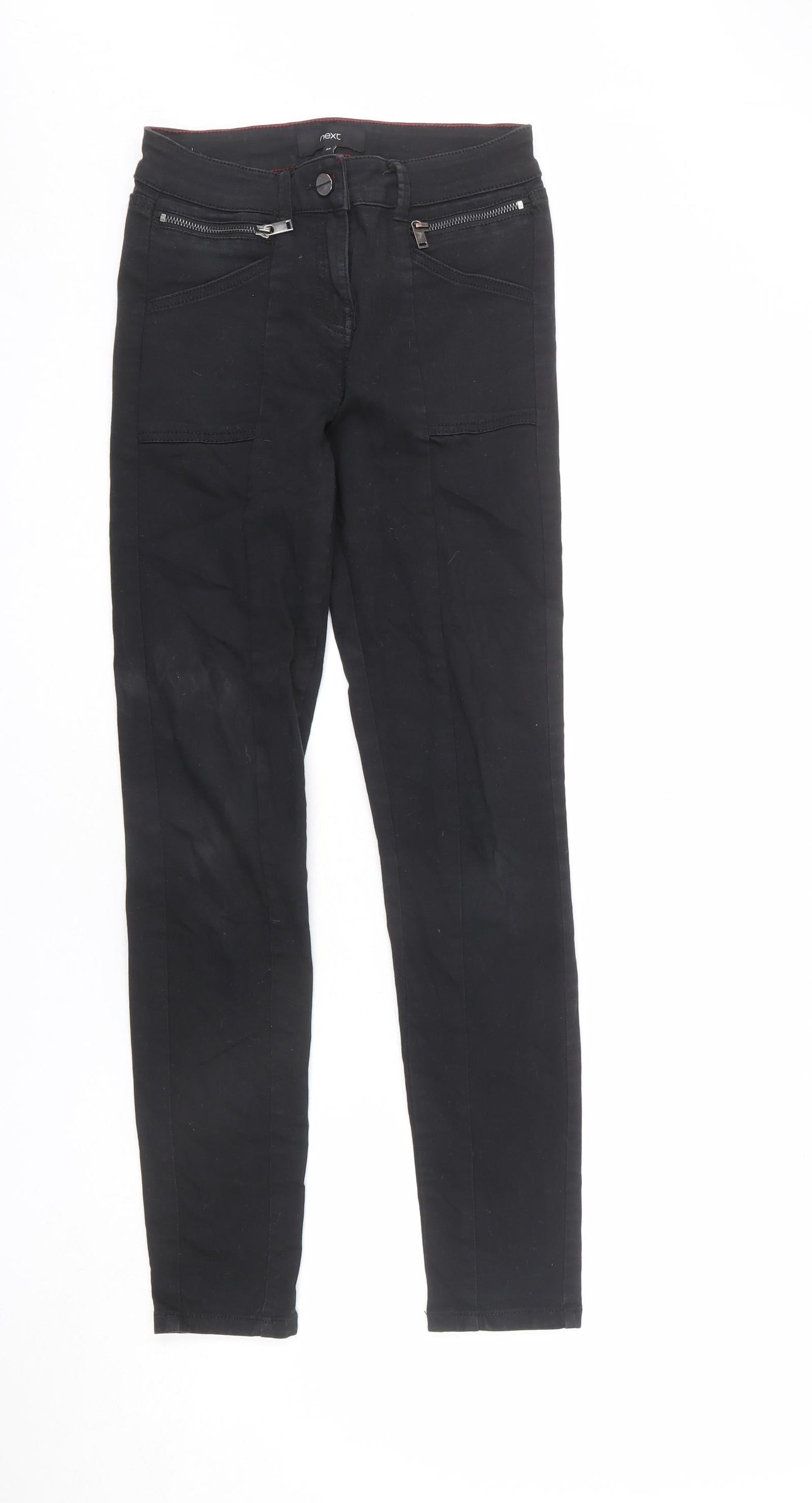 NEXT Womens Black Cotton Skinny Jeans Size 6 L27 in Regular Zip