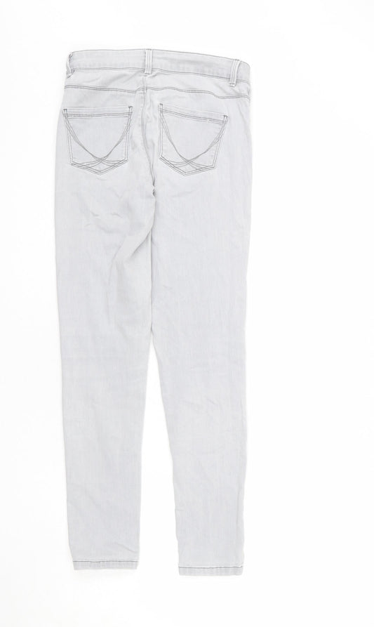 Oasis Womens Grey Cotton Skinny Jeans Size 8 L27 in Regular Zip - Crop