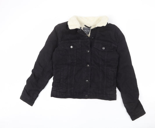 Denim & Co. Womens Black Jacket Size 6 Button