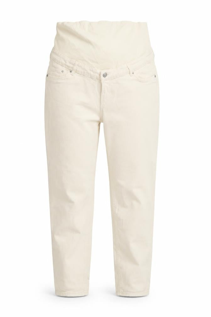 H&M Womens Beige Cotton Straight Jeans Size L L25 in Regular Button