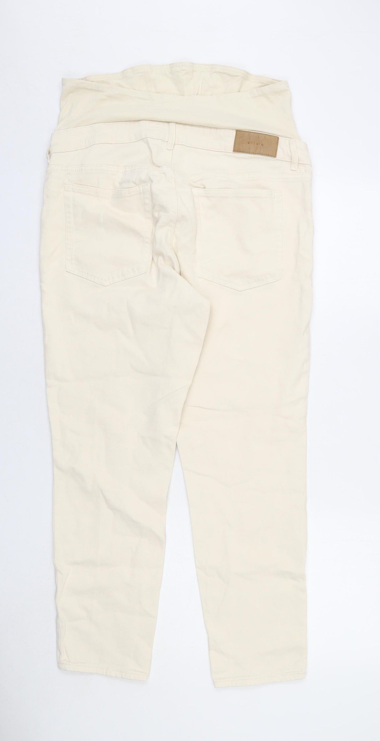 H&M Womens Beige Cotton Straight Jeans Size L L25 in Regular Button