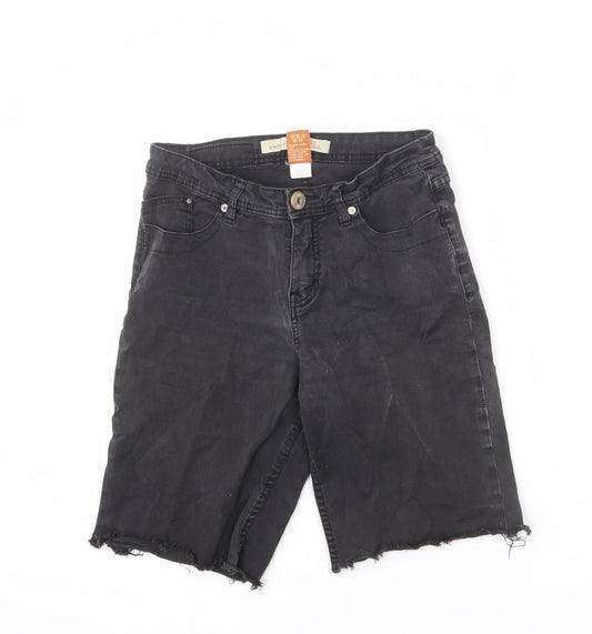 Christopher Blue Womens Black Cotton Bermuda Shorts Size 8 L9 in Regular Zip - Cut-Off Look