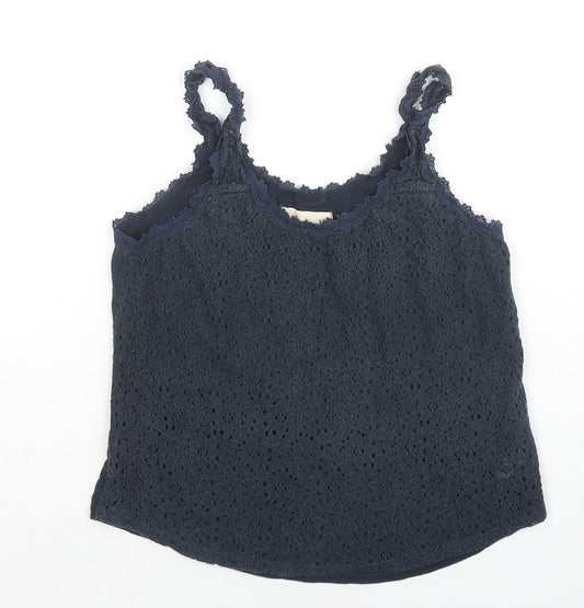 Hollister Womens Blue Floral Cotton Camisole Tank Size XS Round Neck