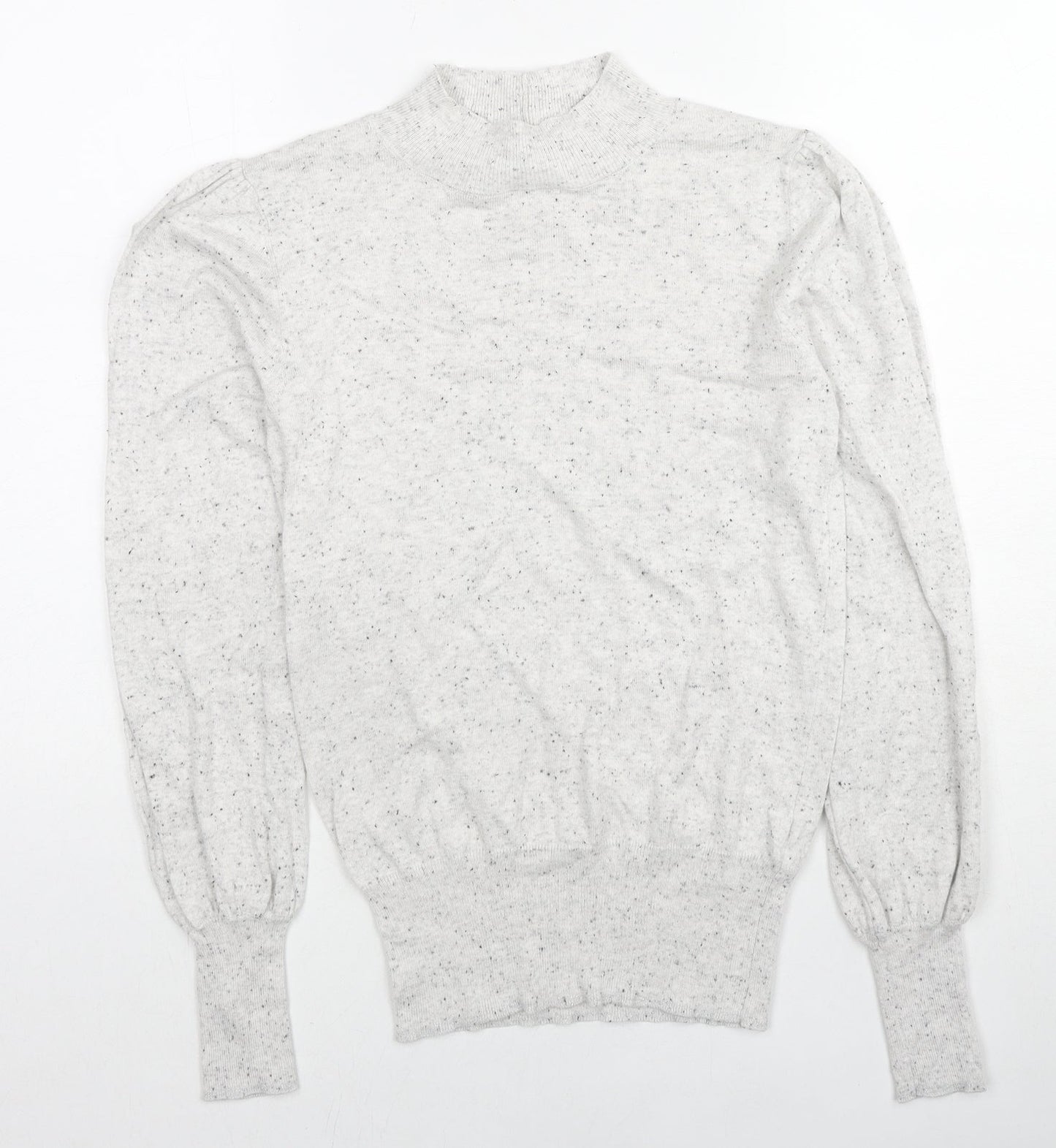NEXT Womens Grey Mock Neck Cotton Pullover Jumper Size 8