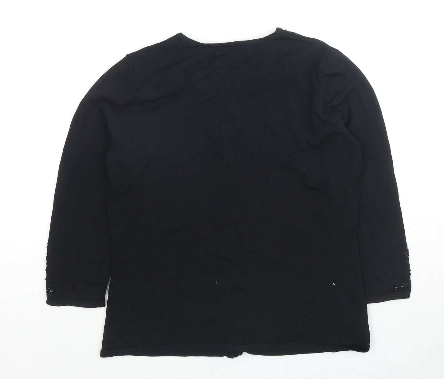 Paraphrase Womens Black V-Neck Rayon Cardigan Jumper Size M - Sequin Detail