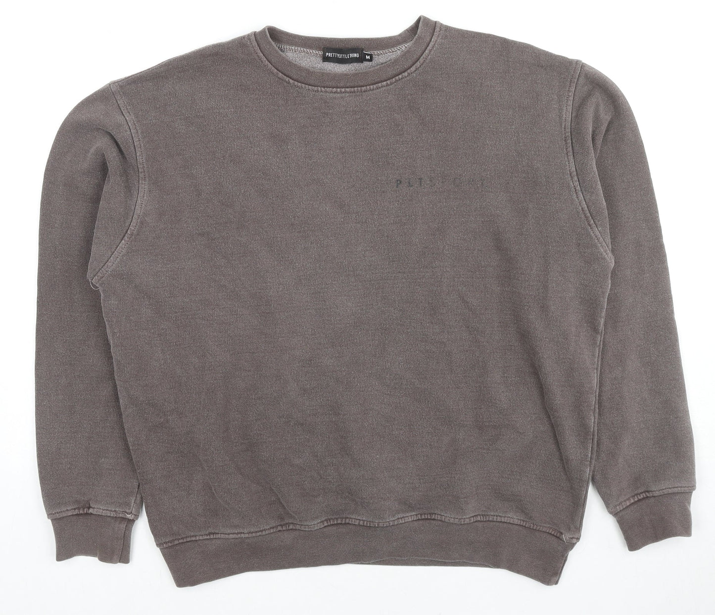 PRETTYLITTLETHING Womens Brown Cotton Pullover Sweatshirt Size M Pullover - Logo, Unisex