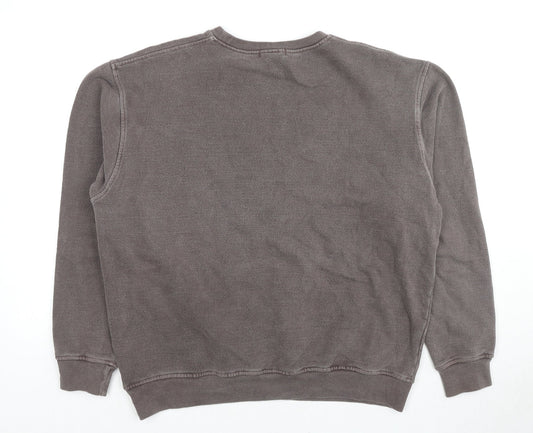 PRETTYLITTLETHING Womens Brown Cotton Pullover Sweatshirt Size M Pullover - Logo, Unisex