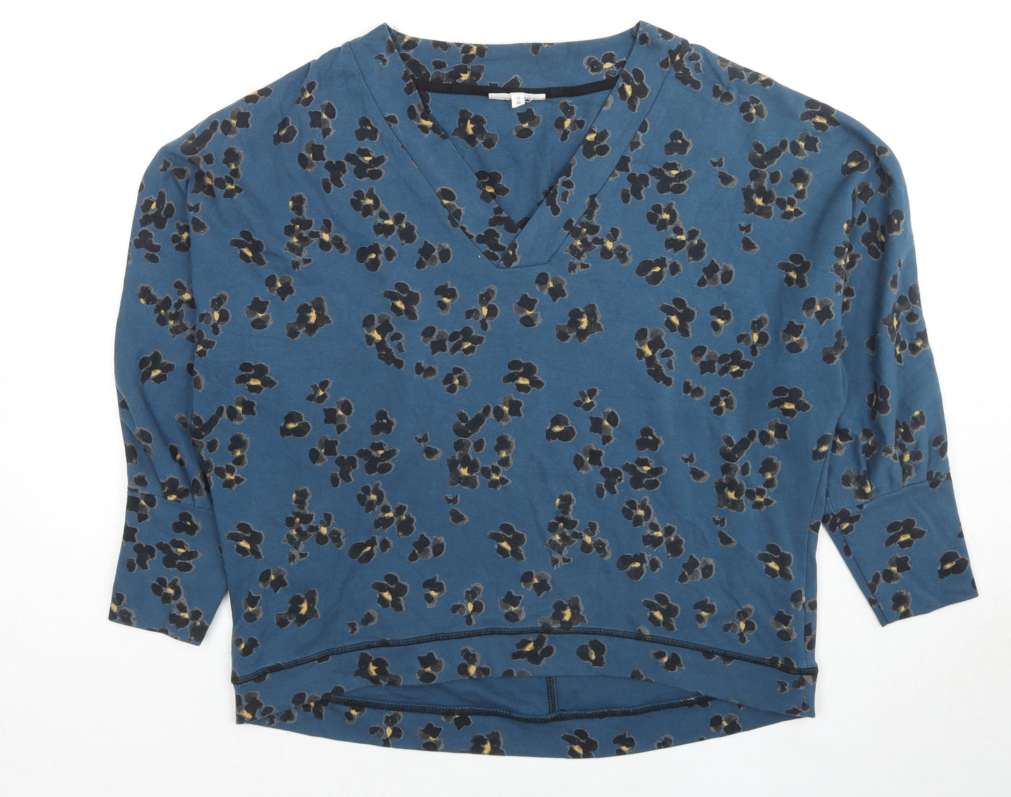 Thought Womens Blue Animal Print Cotton Pullover Sweatshirt Size 12 Pullover - Leopard Print