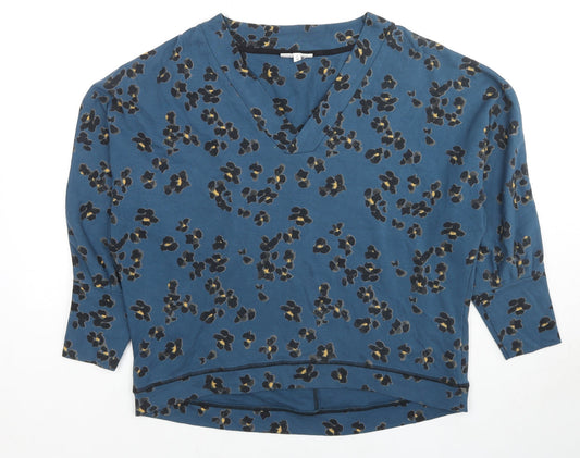 Thought Womens Blue Animal Print Cotton Pullover Sweatshirt Size 12 Pullover - Leopard Print