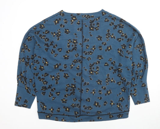 Thought Womens Blue Animal Print Cotton Pullover Sweatshirt Size 12 Pullover - Leopard Print