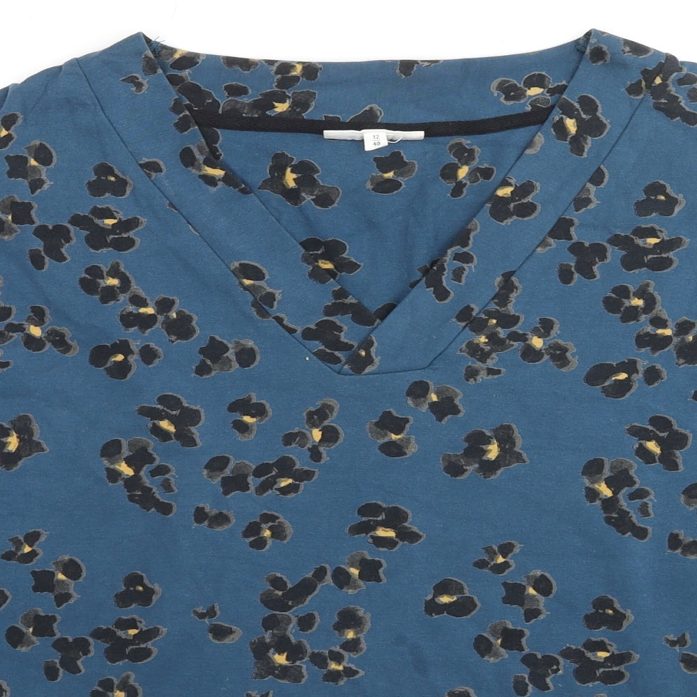 Thought Womens Blue Animal Print Cotton Pullover Sweatshirt Size 12 Pullover - Leopard Print
