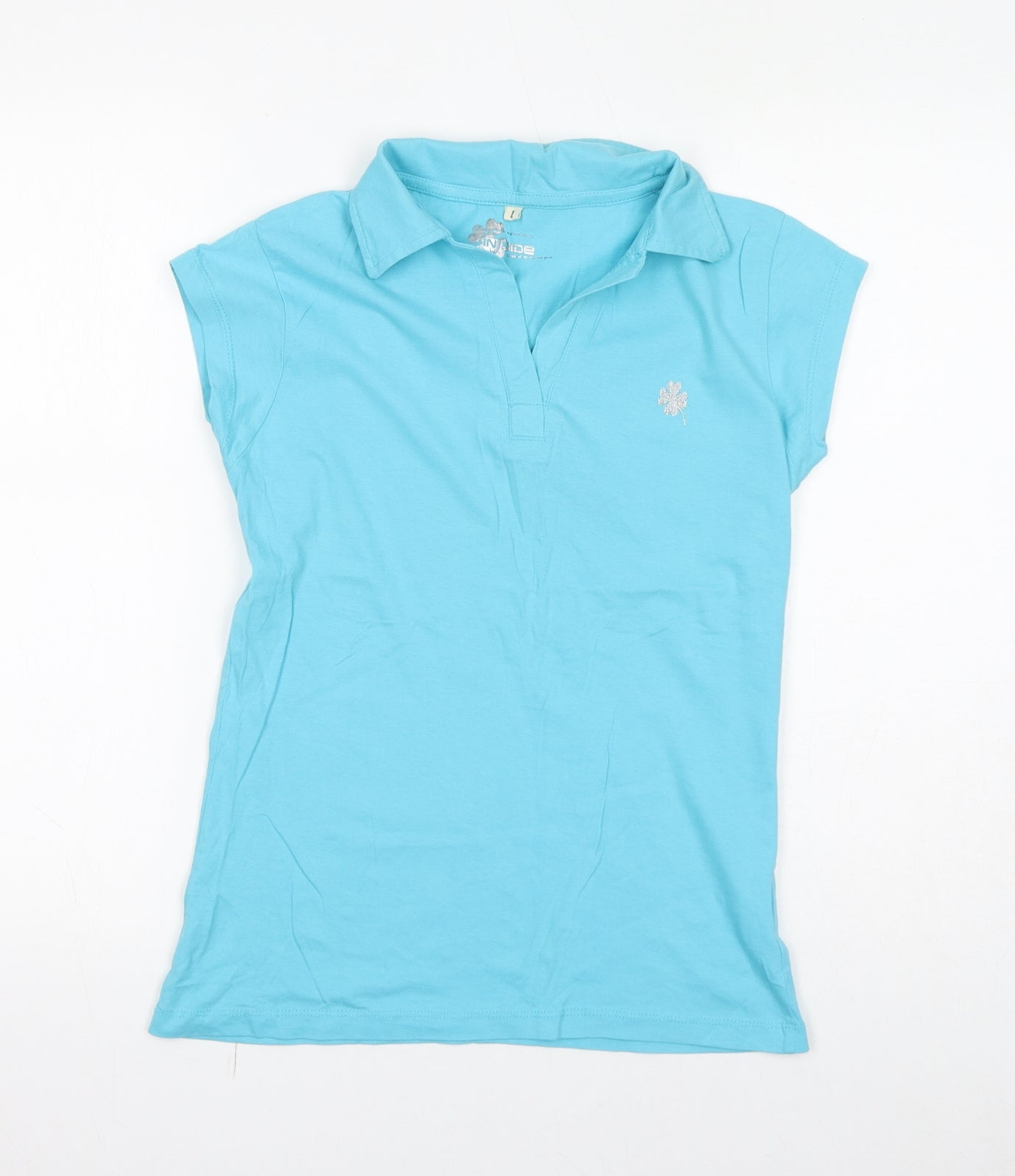 INSIDE Womens Blue 100% Cotton Basic T-Shirt Size L Collared