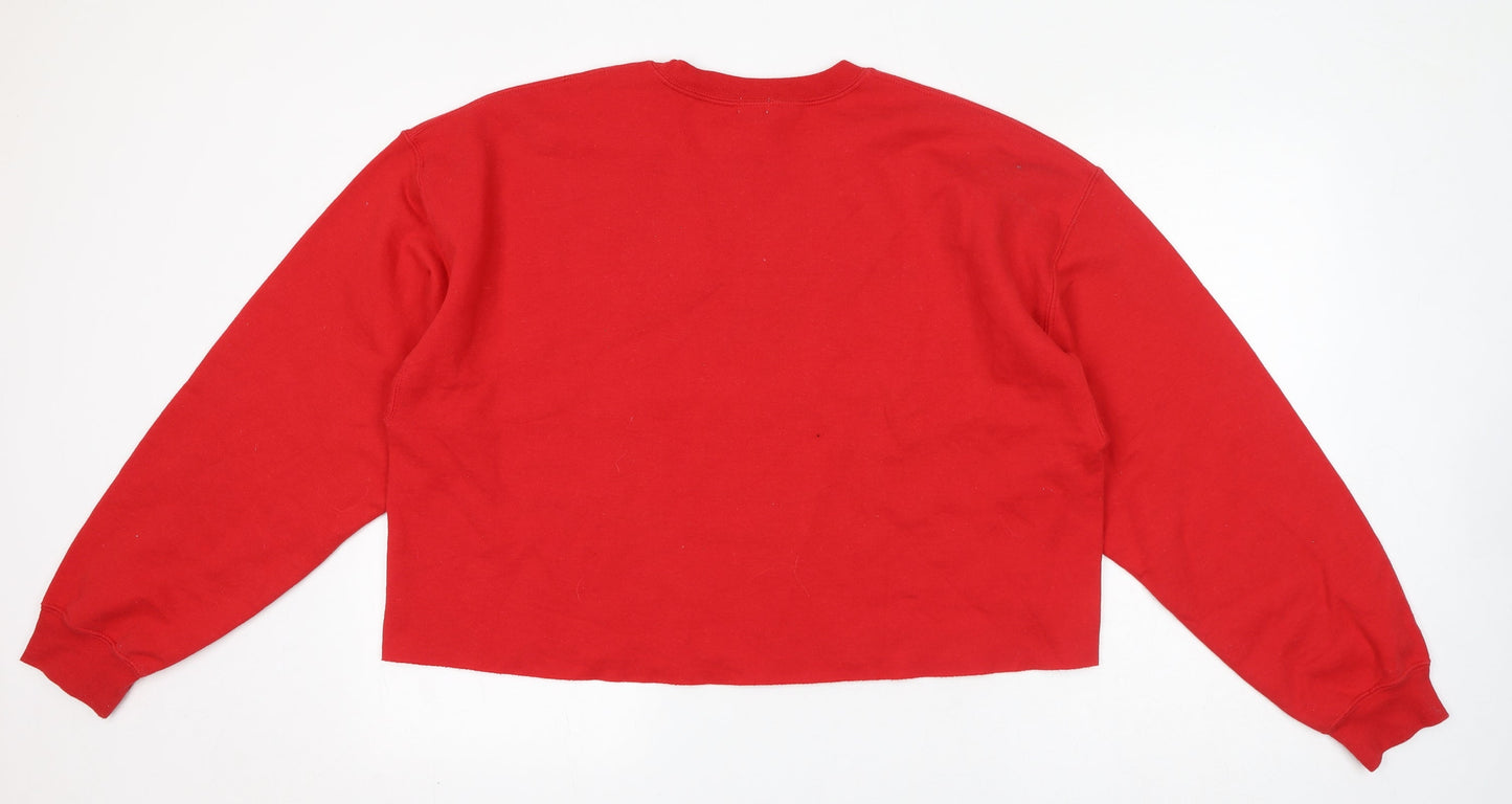 River Island Womens Red Crew Neck Polyester Pullover Jumper Size M - Lost In Love, Fringe