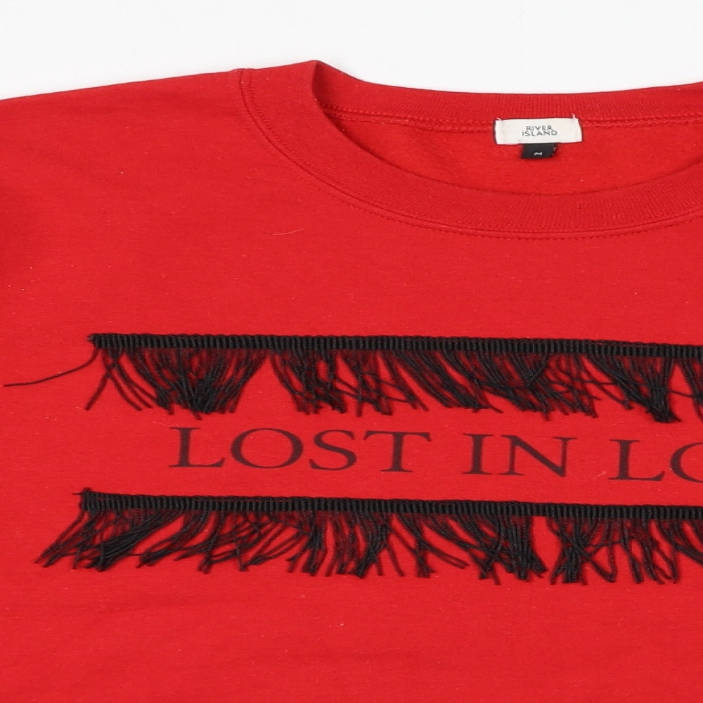 River Island Womens Red Crew Neck Polyester Pullover Jumper Size M - Lost In Love, Fringe