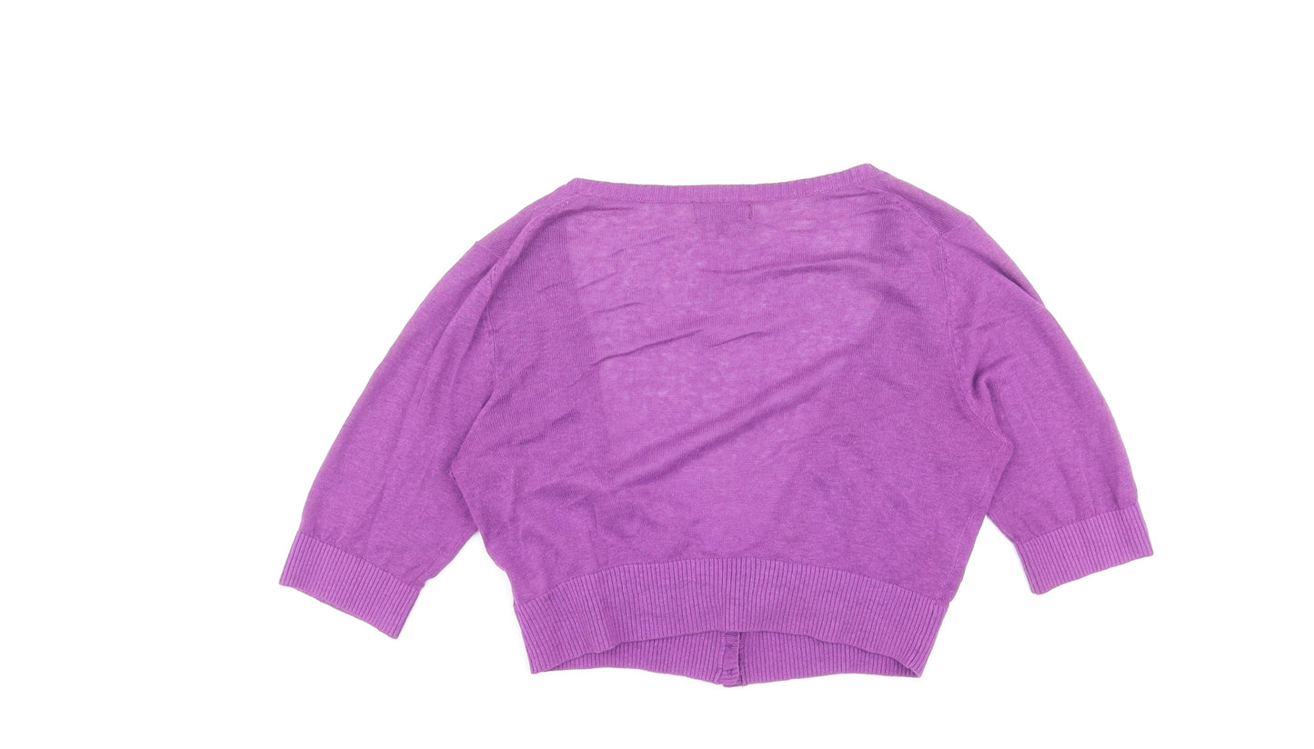 NEXT Womens Purple V-Neck Linen Cardigan Jumper Size 12