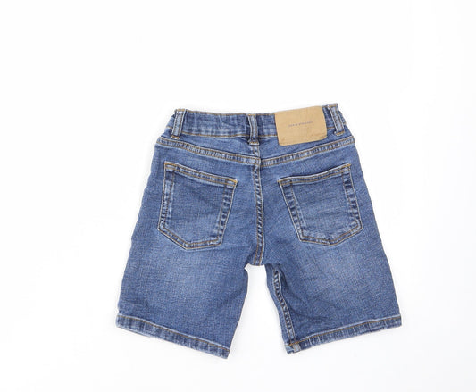 Zara Boys Blue Cotton Bermuda Shorts Size 6 Years Regular Zip - Pockets, Belt Loops