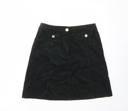 Oasis Womens Green Cotton A-Line Skirt Size 8 Zip - Buttons