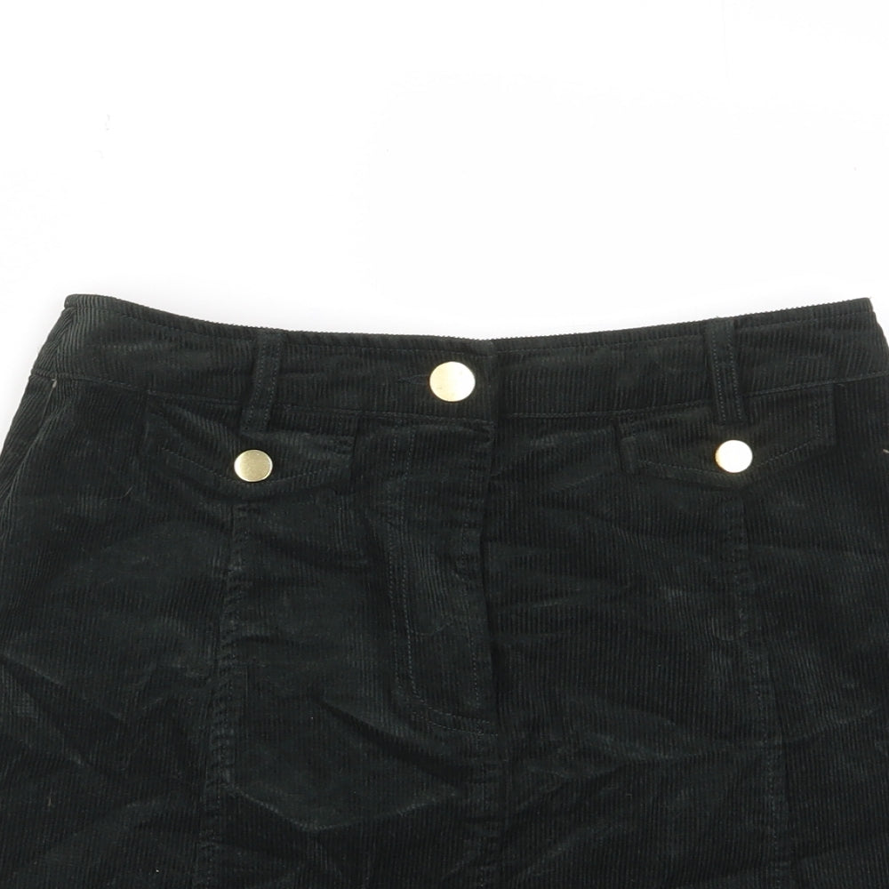 Oasis Womens Green Cotton A-Line Skirt Size 8 Zip - Buttons