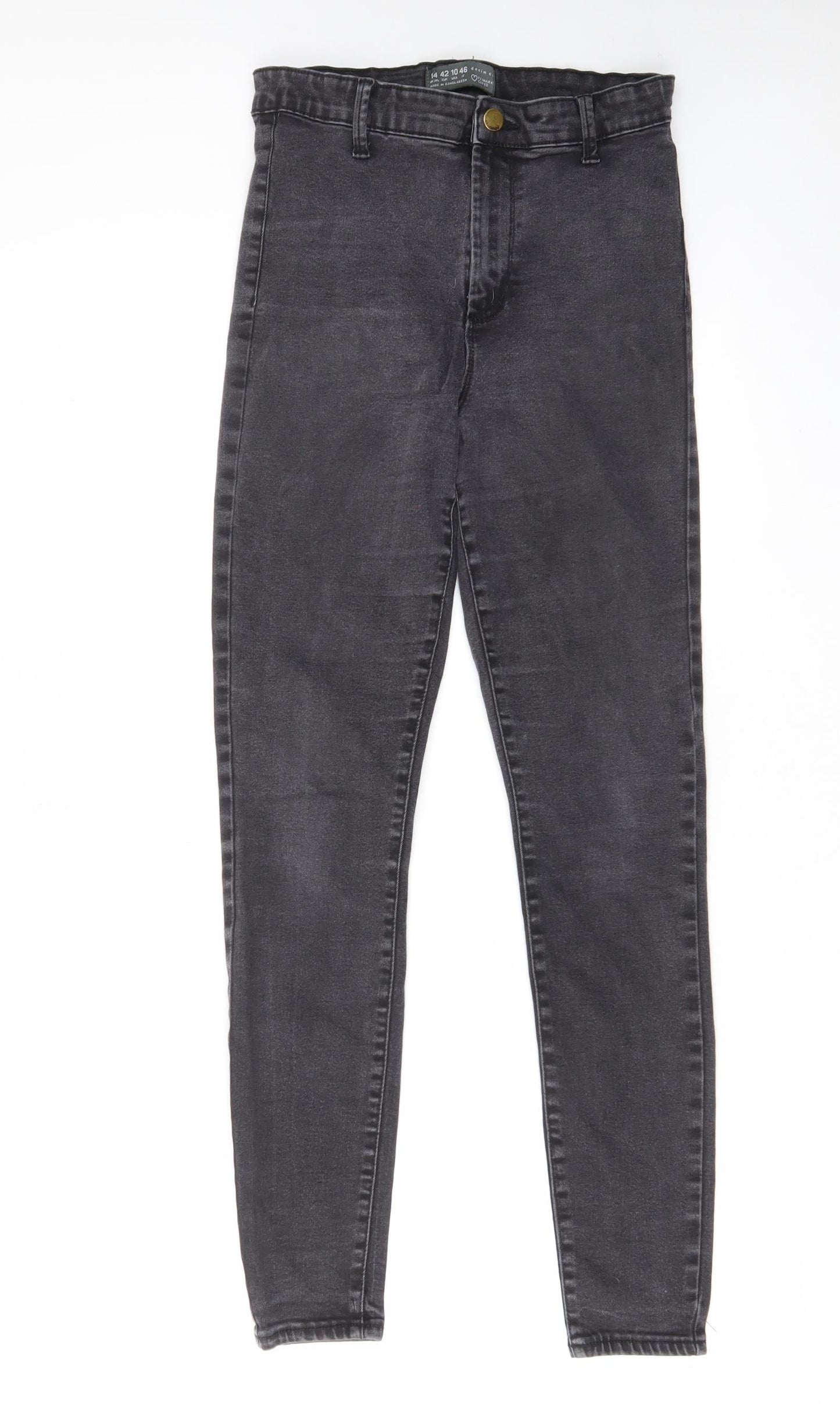 Denim & Co. Womens Grey Cotton Skinny Jeans Size 14 L27 in Regular Zip - Pockets, Belt Loops