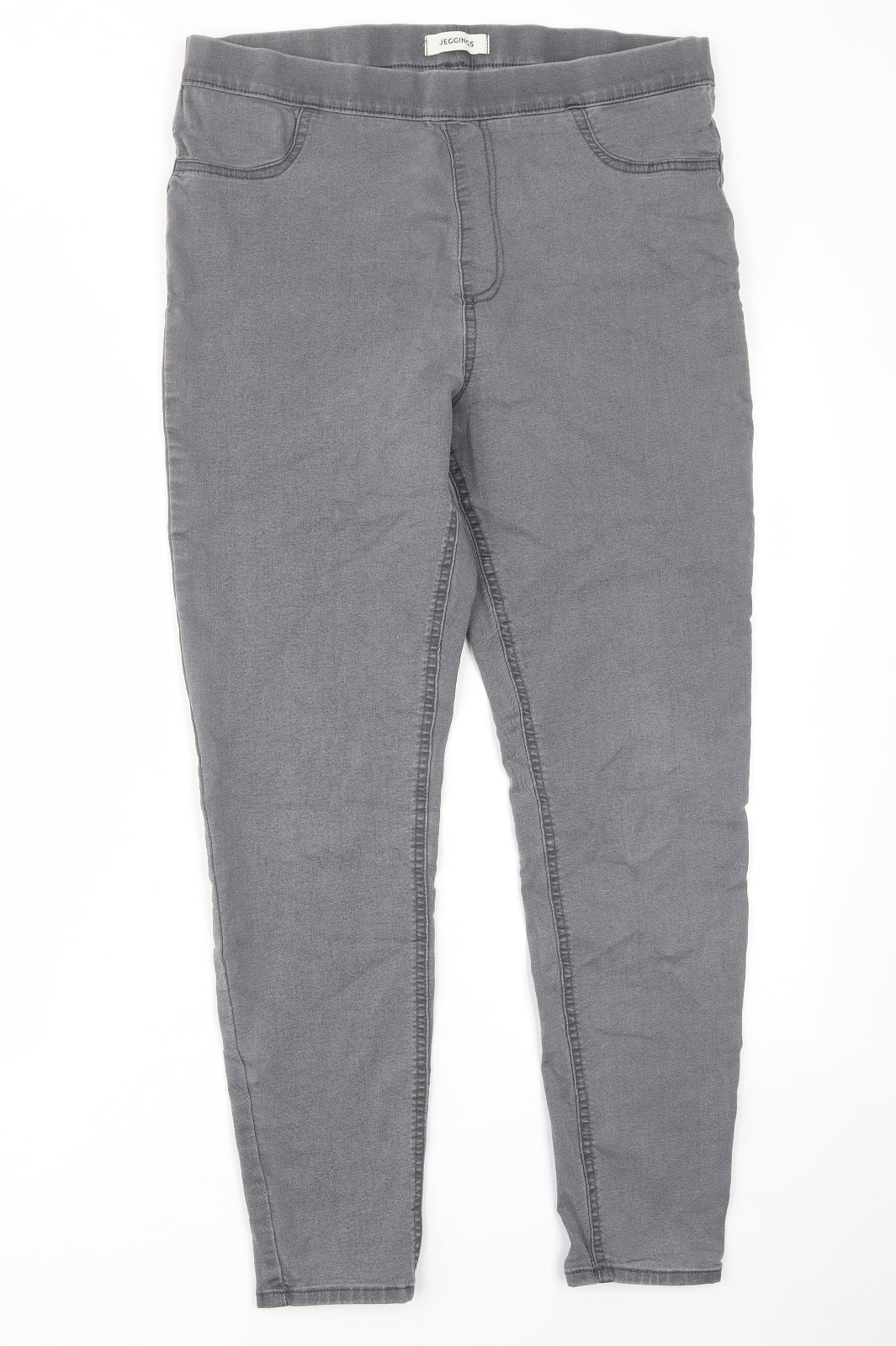 Marks and Spencer Womens Grey Cotton Skinny Jeans Size 32 in L28 in Regular - Elastic waist