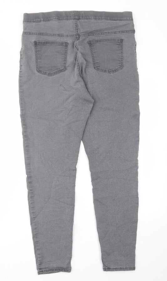 Marks and Spencer Womens Grey Cotton Skinny Jeans Size 32 in L28 in Regular - Elastic waist