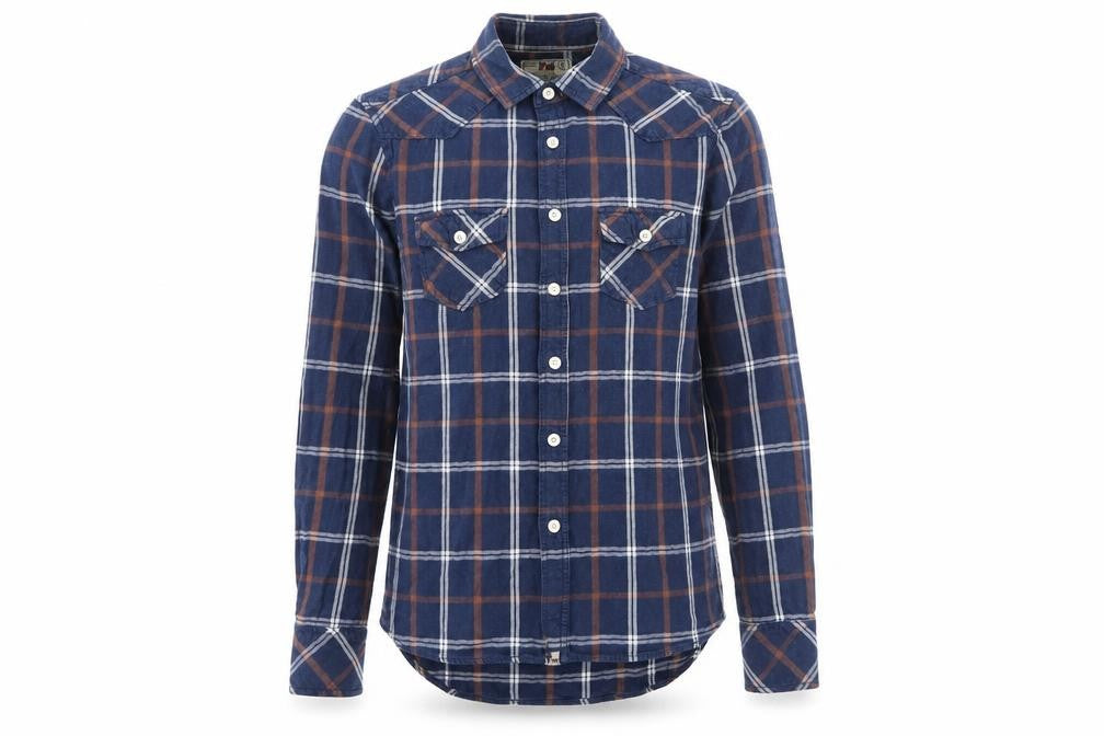Duke London Mens Blue Plaid Cotton Button-Up Size S Collared Button - Pockets, Buttons