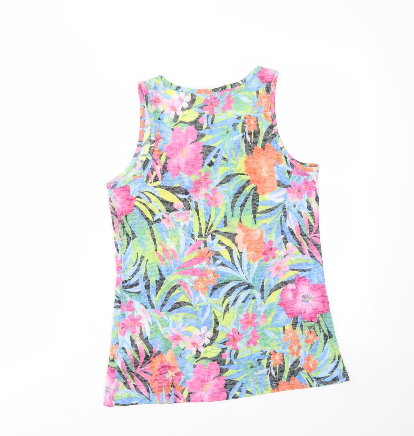New London Womens Multicoloured Geometric Polyester Basic Tank Size 8 Scoop Neck - Pocket, Zip