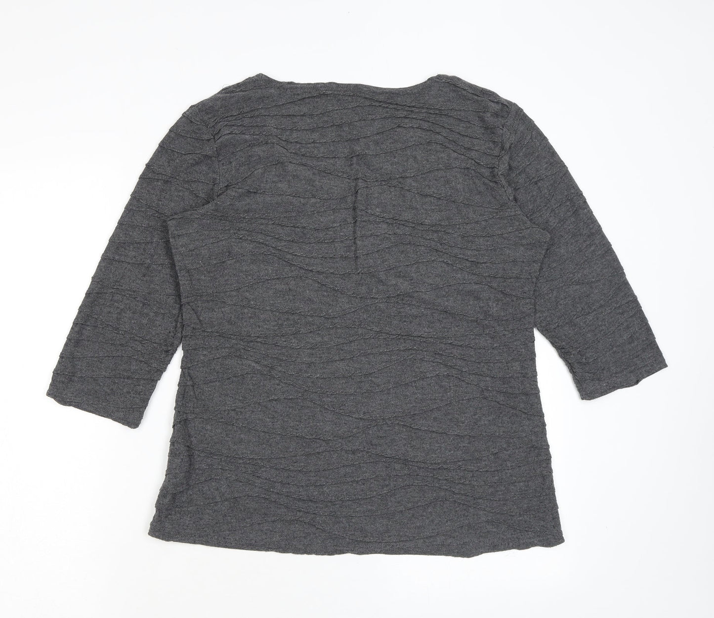 Anonymous Womens Grey Geometric Polyester Basic T-Shirt Size 14 Scoop Neck