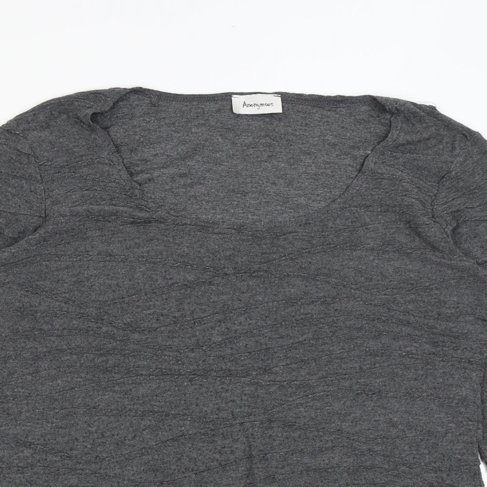 Anonymous Womens Grey Geometric Polyester Basic T-Shirt Size 14 Scoop Neck