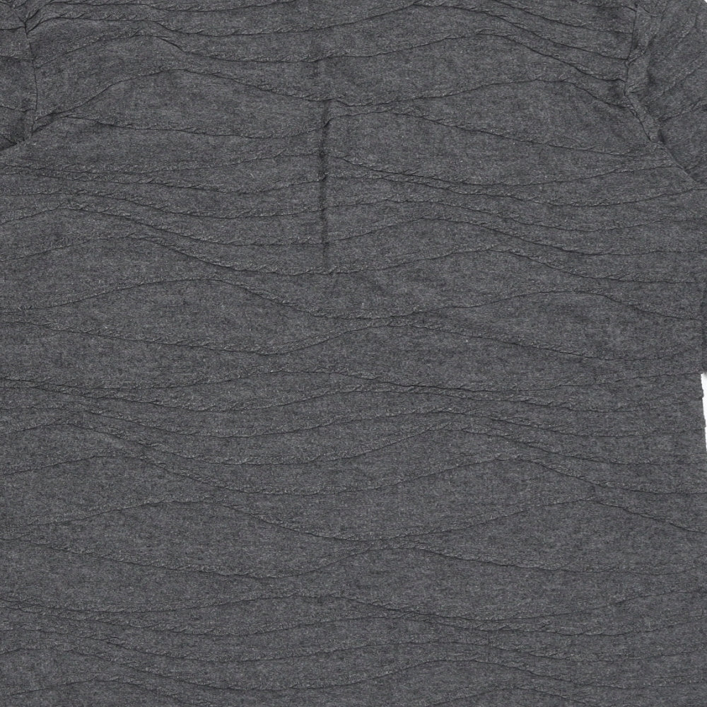 Anonymous Womens Grey Geometric Polyester Basic T-Shirt Size 14 Scoop Neck
