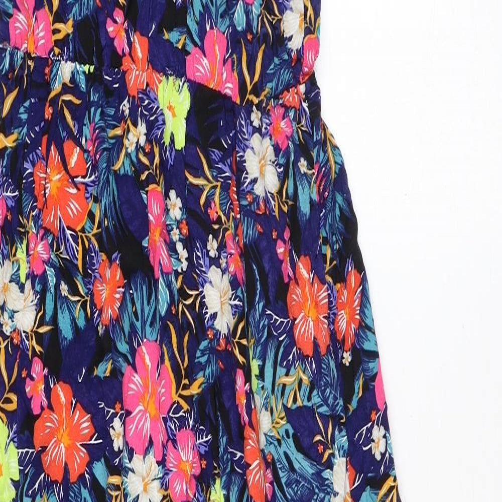 H&M Womens Multicoloured Floral Polyester Maxi Size 8 V-Neck Pullover