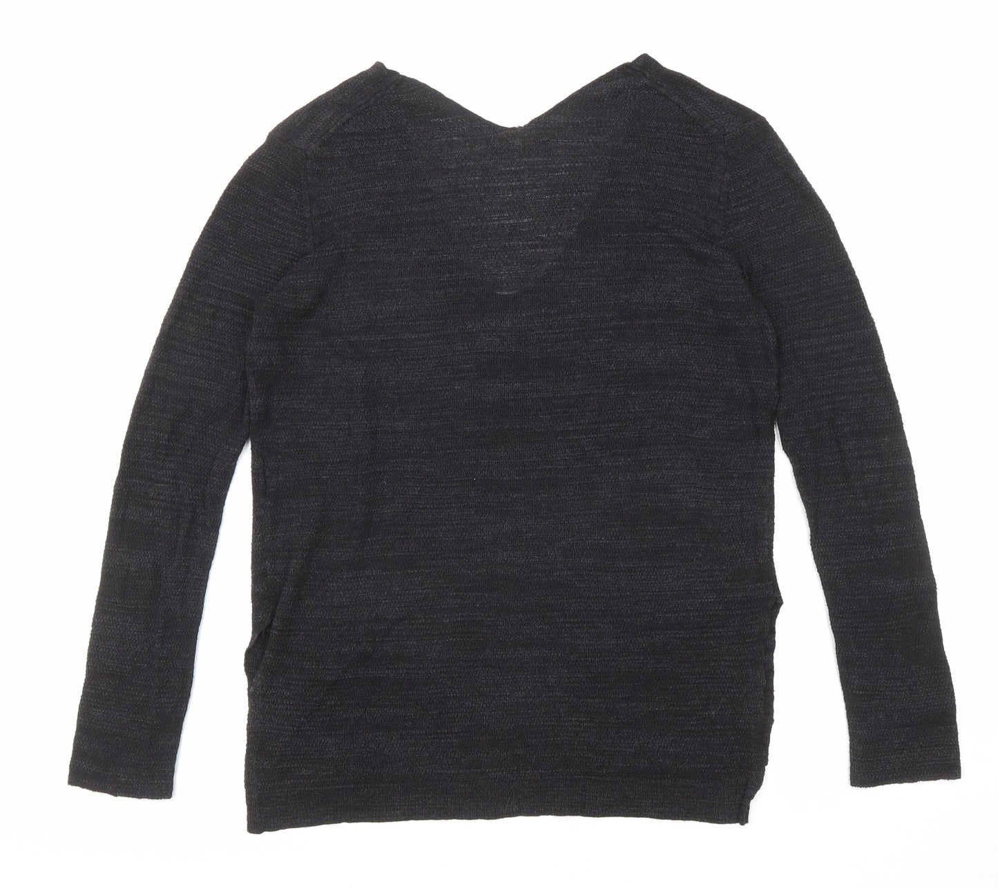 Zara Womens Black V-Neck Acrylic Pullover Jumper Size S