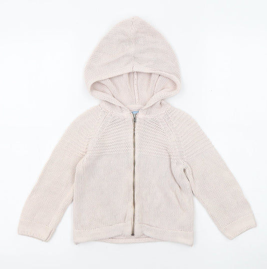 Gap Girls Pink Round Neck Cotton Full Zip Jumper Size 4 Years Zip - Hooded