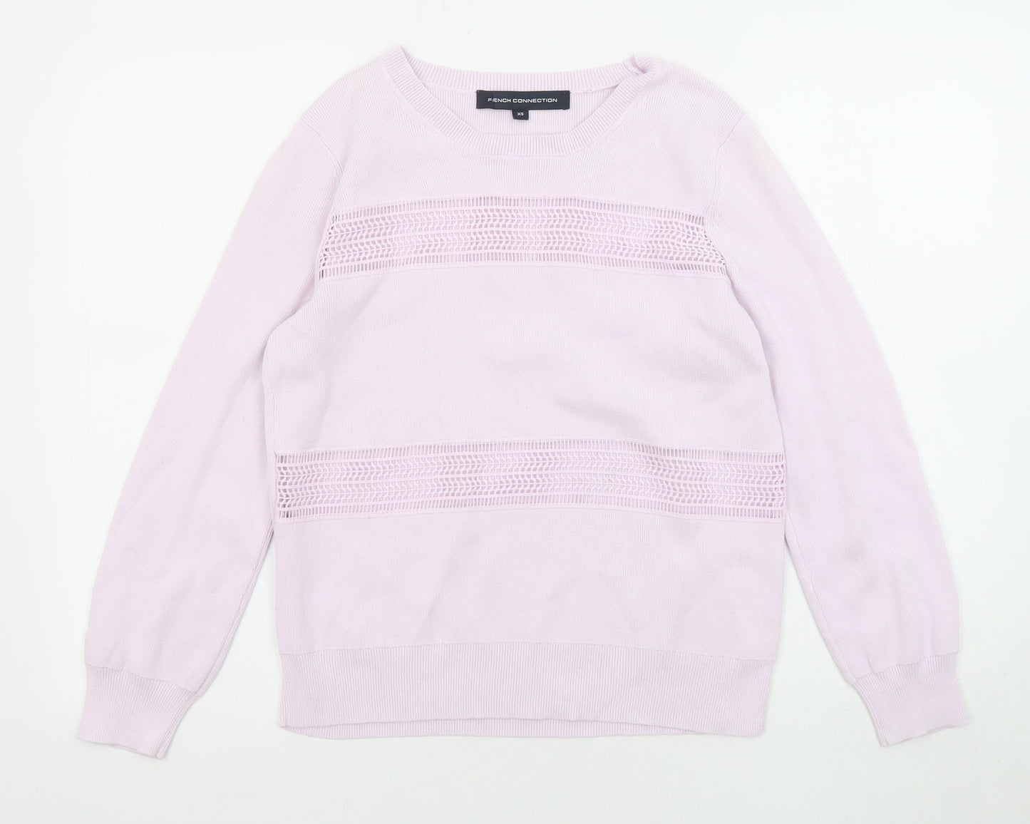 French Connection Womens Purple Boat Neck Cotton Pullover Jumper Size XS