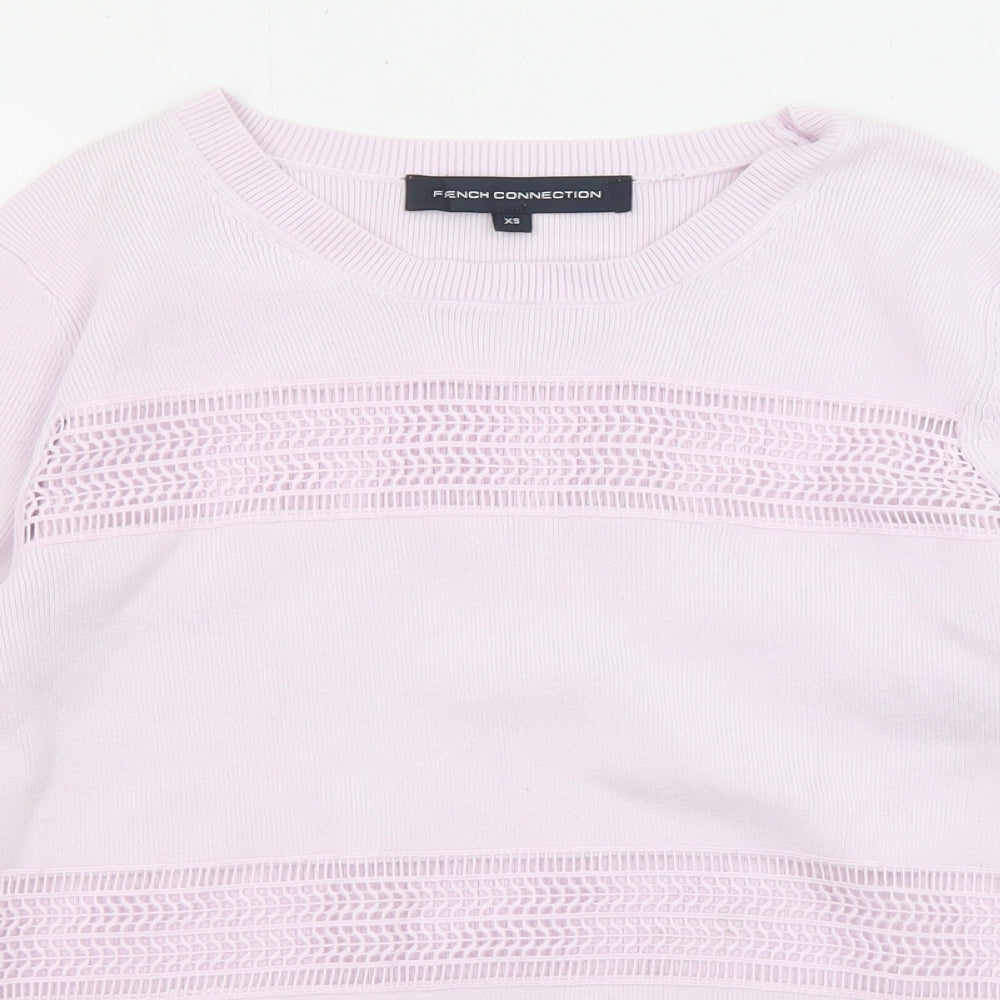 French Connection Womens Purple Boat Neck Cotton Pullover Jumper Size XS