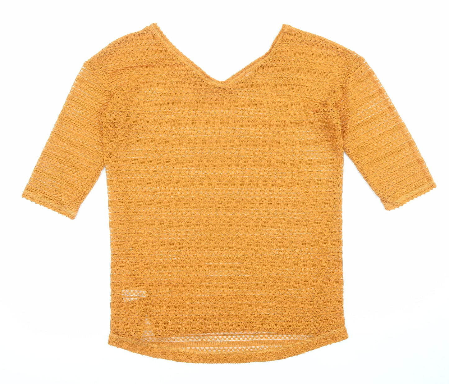 NEXT Womens Orange V-Neck Polyester Pullover Jumper Size 12