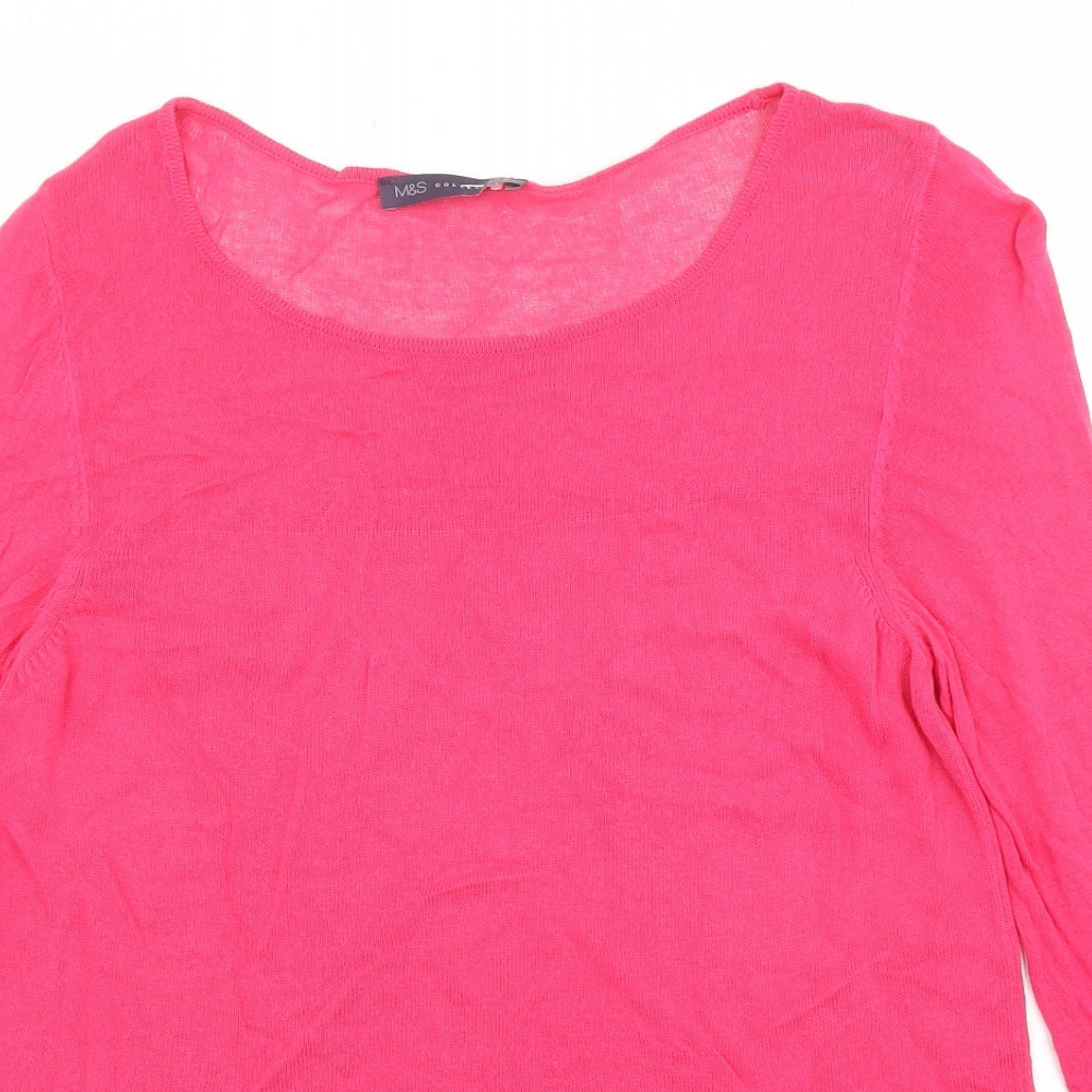 Marks and Spencer Womens Pink Boat Neck Viscose Pullover Jumper Size 16