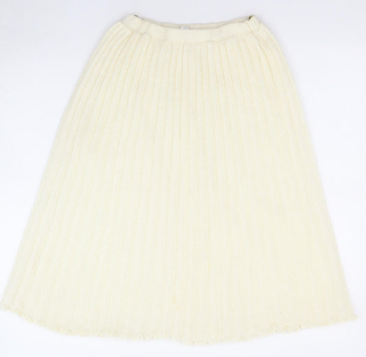 C&A Womens Ivory Acrylic A-Line Skirt Size 12 - Ruffle detail