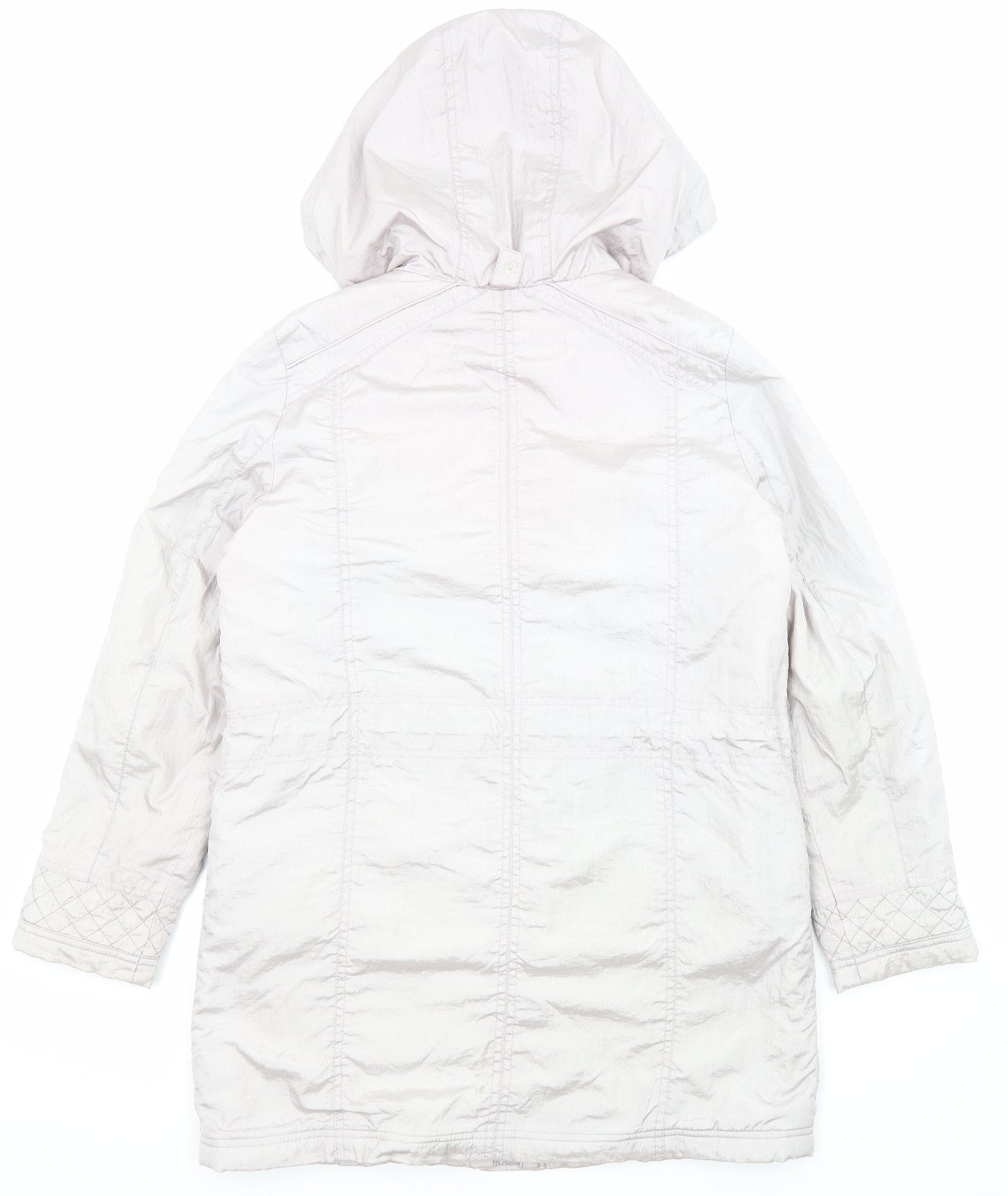Bonmarché Womens Grey Parka Coat Size 12 Zip - Pockets, Hooded