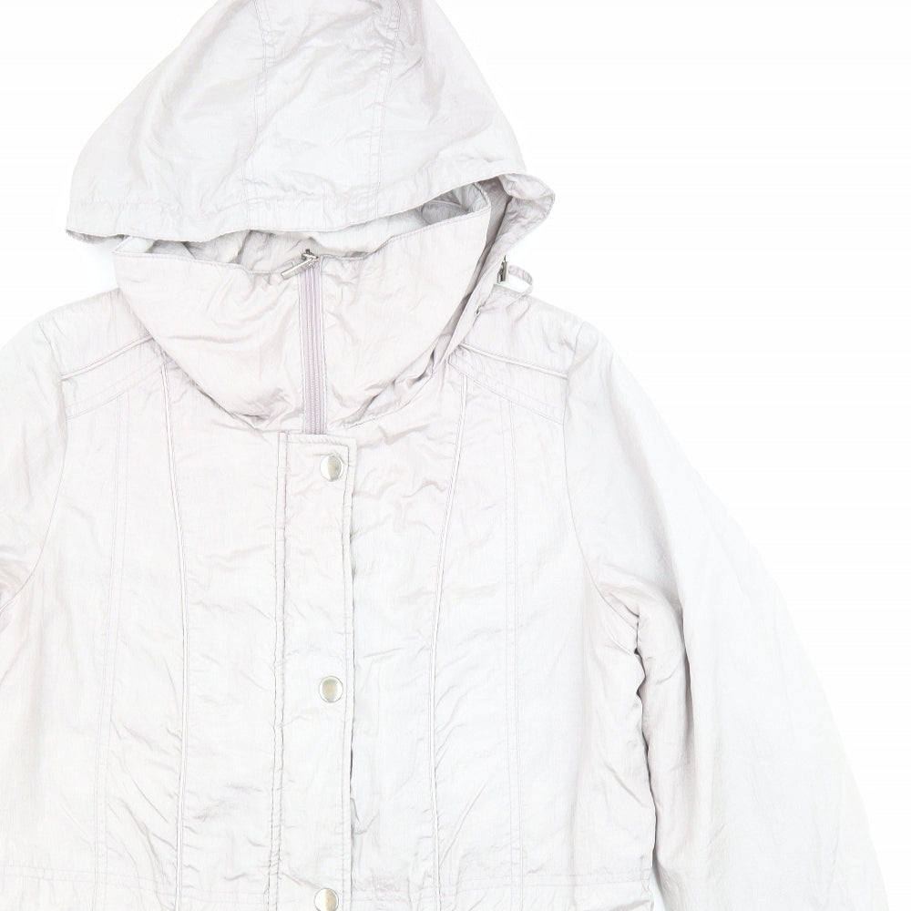 Bonmarché Womens Grey Parka Coat Size 12 Zip - Pockets, Hooded