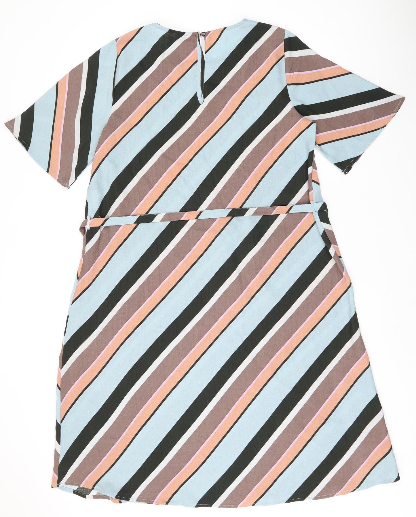 Jaqueline De Yong Womens Multicoloured Striped Polyester A-Line Size 12 Round Neck Pullover