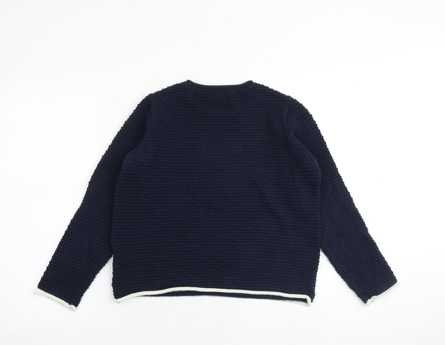 Marks and Spencer Womens Blue Round Neck Cotton Pullover Jumper Size S