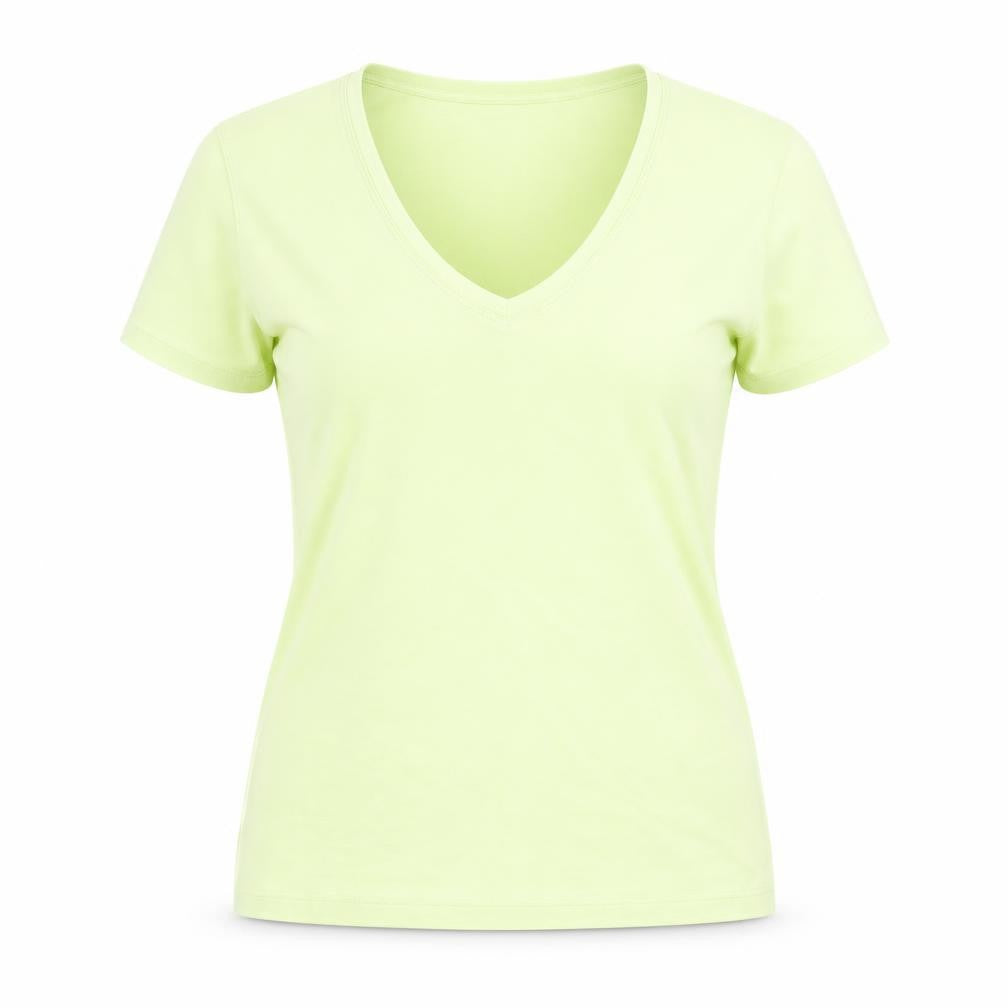 Marks and Spencer Womens Yellow 100% Cotton Basic T-Shirt Size 6 V-Neck
