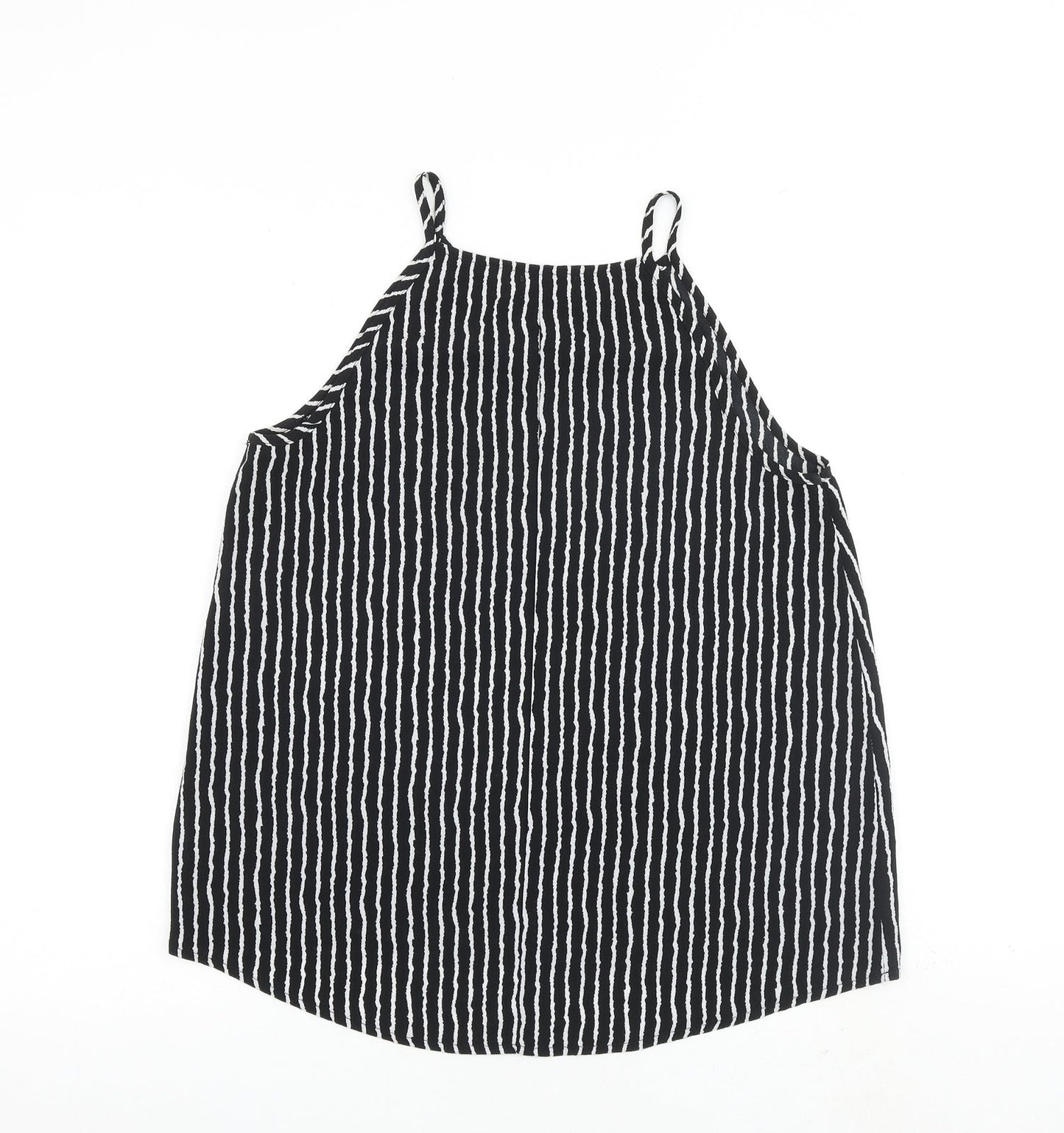 TEMT Womens Black Geometric Polyester Camisole Tank Size 10 Square Neck