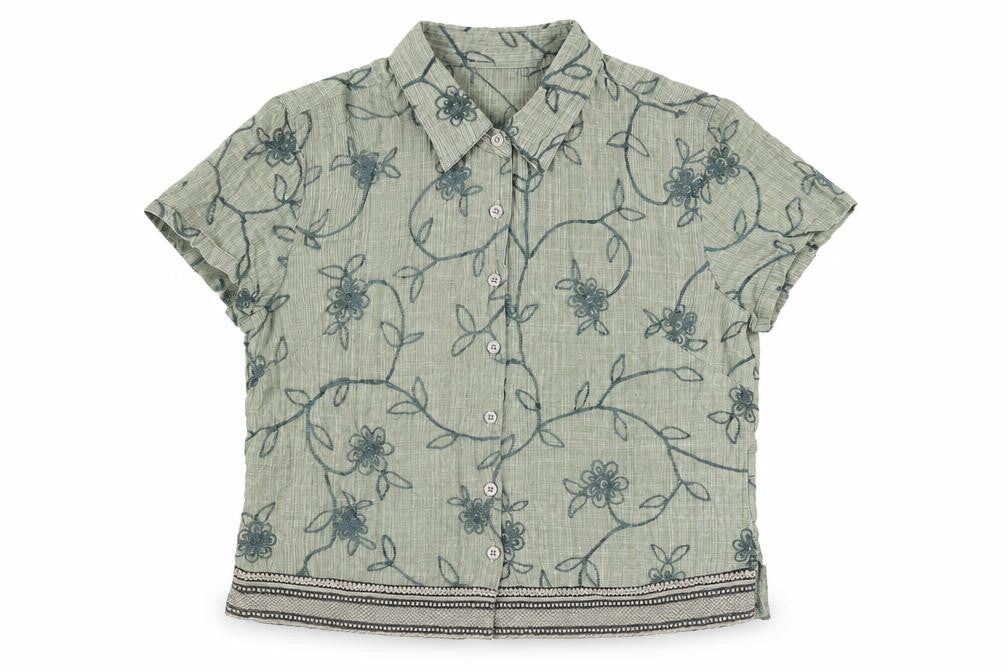 River Island Boys Green 100% Cotton Basic Button-Up Size XL Collared Button