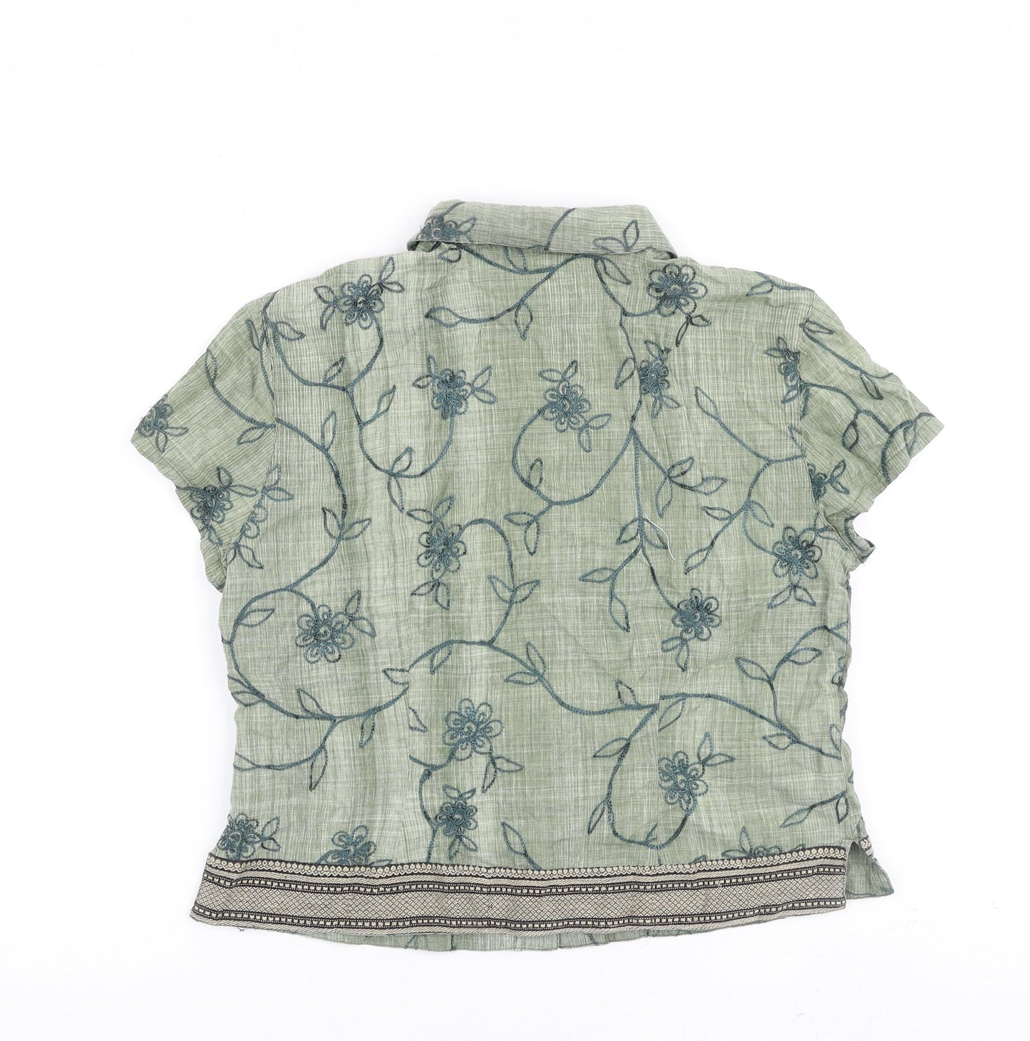 River Island Boys Green 100% Cotton Basic Button-Up Size XL Collared Button