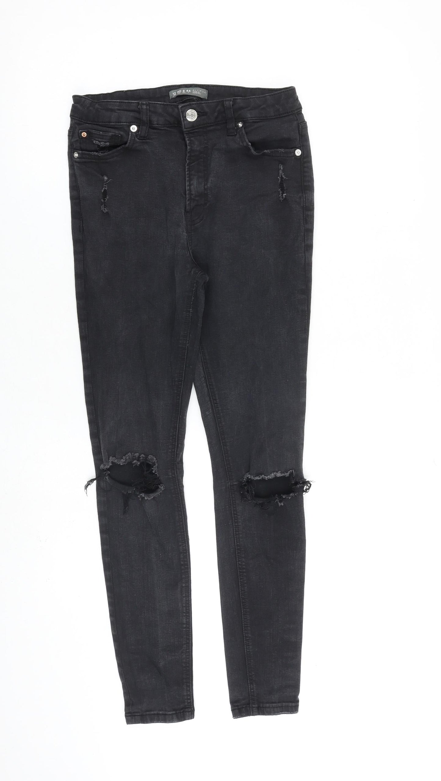 Denim & Co. Womens Grey Cotton Skinny Jeans Size 12 L27 in Regular Zip