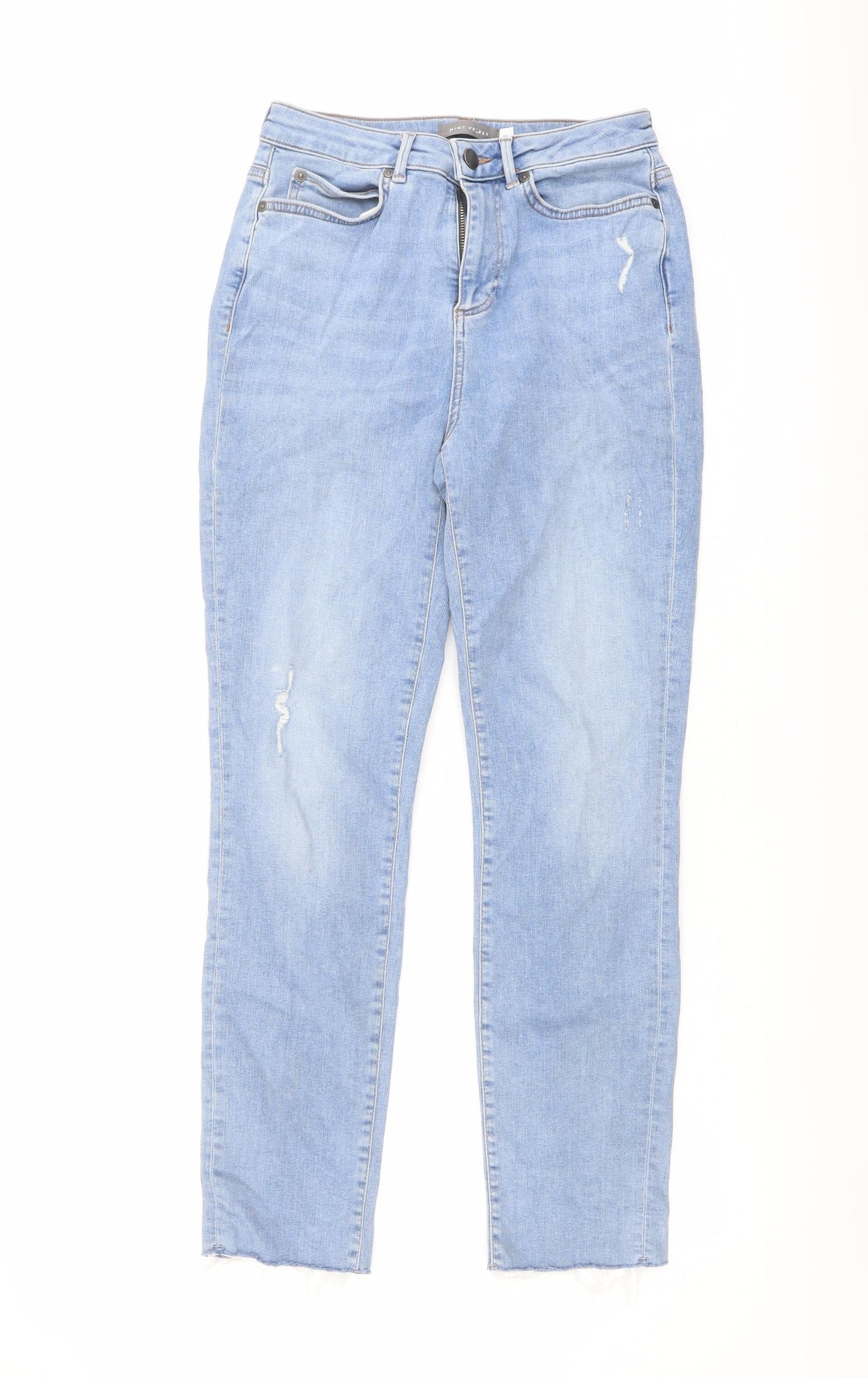 Mint Velvet Womens Blue Cotton Mom Jeans Size 8 L27 in Regular Button